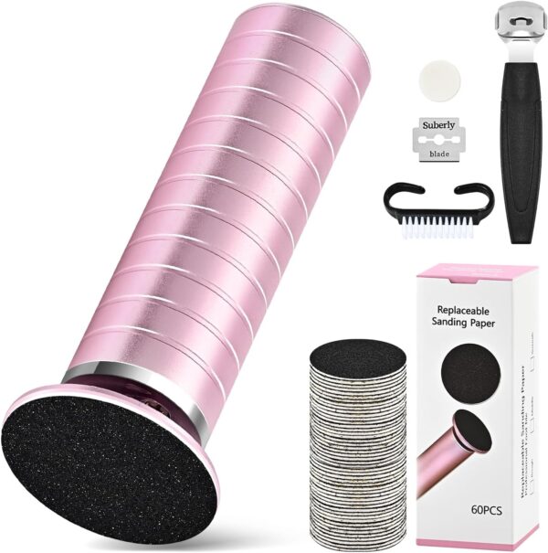 Electric Callus Remover for Feet, 60 PCS Sandpaper Disk, (Pink)